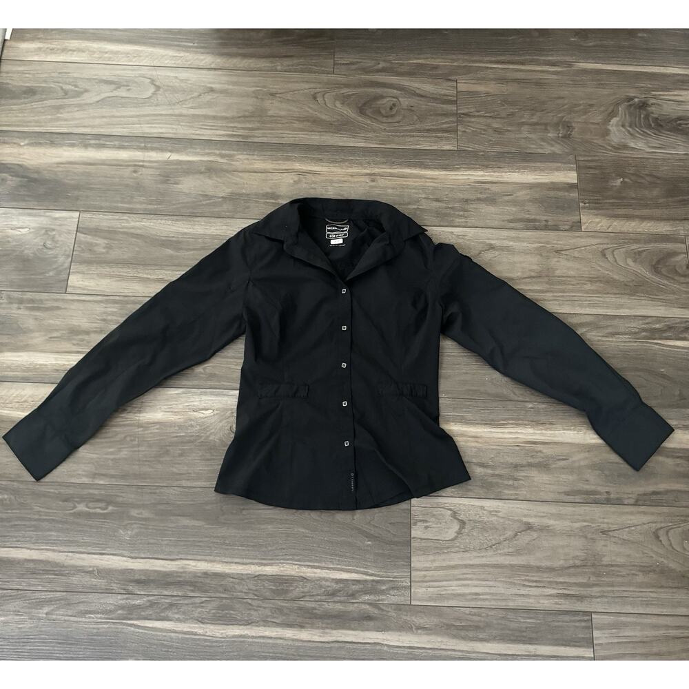 Merrell Opti-Wick Long Sleeve Button-Down Top Black Size S/P